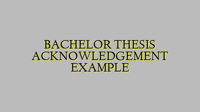 BACHELOR THESIS ACKNOWLEDGEMENT EXAMPLE