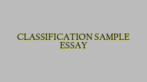 CLASSIFICATION SAMPLE ESSAY