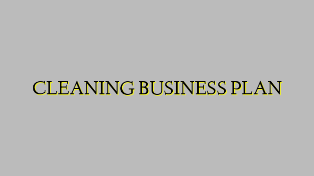 CLEANING BUSINESS PLAN