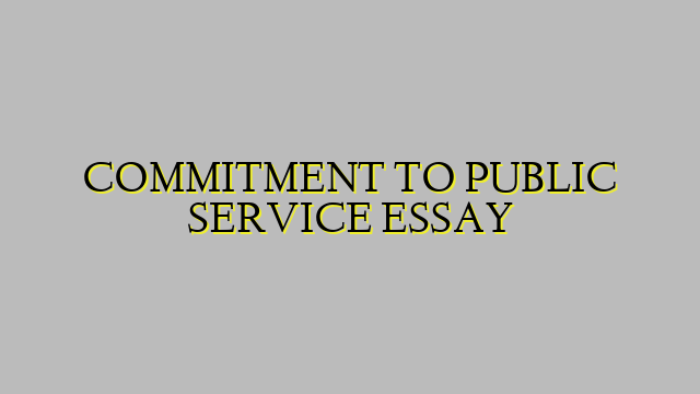 COMMITMENT TO PUBLIC SERVICE ESSAY