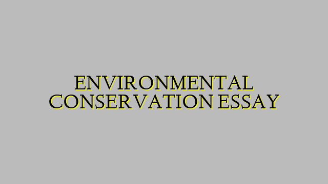 ENVIRONMENTAL CONSERVATION ESSAY