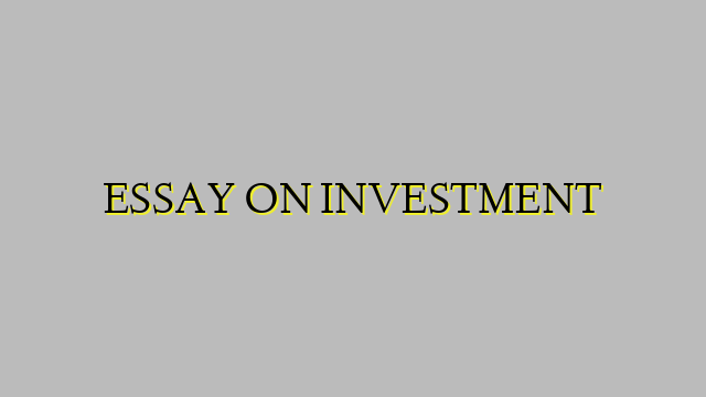 ESSAY ON INVESTMENT