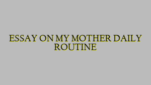 ESSAY ON MY MOTHER DAILY ROUTINE