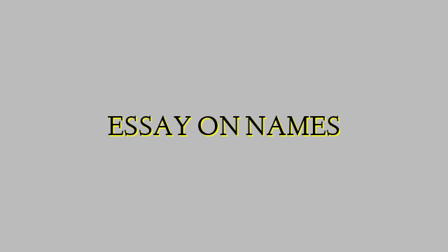 ESSAY ON NAMES