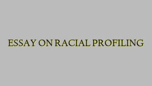 ESSAY ON RACIAL PROFILING