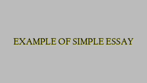 EXAMPLE OF SIMPLE ESSAY