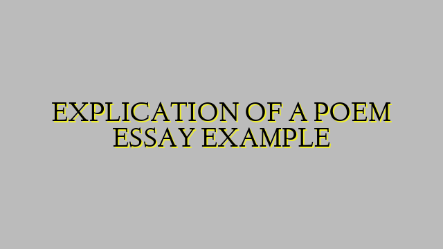 EXPLICATION OF A POEM ESSAY EXAMPLE