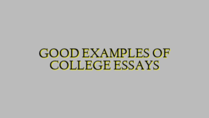 GOOD EXAMPLES OF COLLEGE ESSAYS