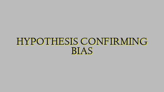 HYPOTHESIS CONFIRMING BIAS