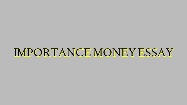 IMPORTANCE MONEY ESSAY