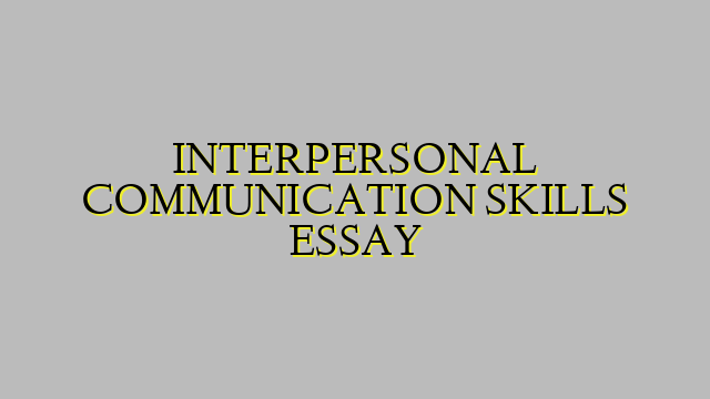 INTERPERSONAL COMMUNICATION SKILLS ESSAY