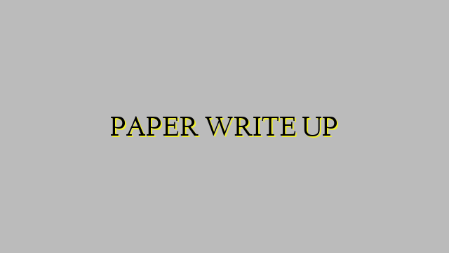 PAPER WRITE UP