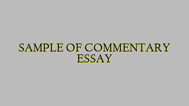 SAMPLE OF COMMENTARY ESSAY