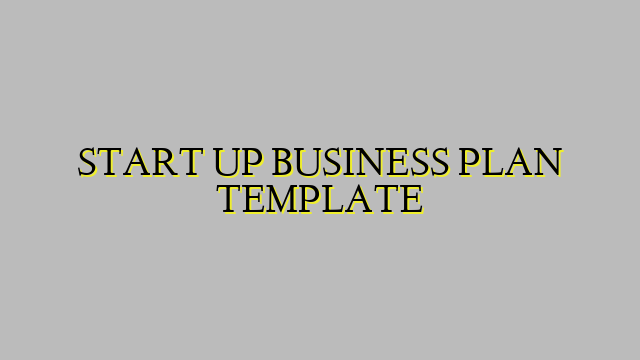 START UP BUSINESS PLAN TEMPLATE