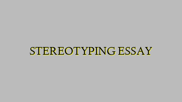 STEREOTYPING ESSAY