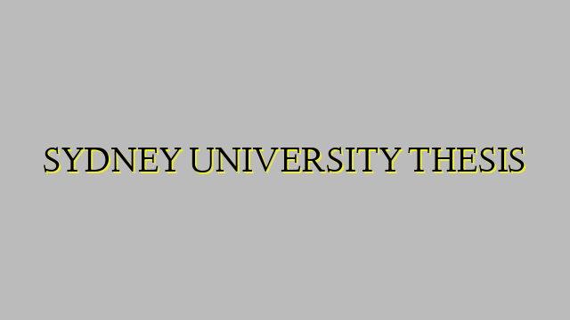 SYDNEY UNIVERSITY THESIS