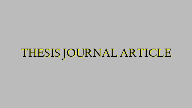 THESIS JOURNAL ARTICLE