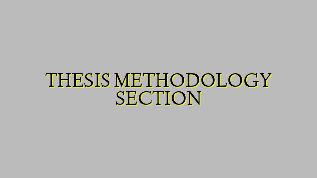 THESIS METHODOLOGY SECTION