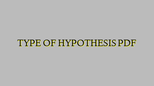 TYPE OF HYPOTHESIS PDF