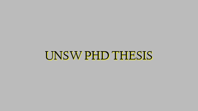 UNSW PHD THESIS