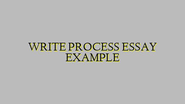 WRITE PROCESS ESSAY EXAMPLE